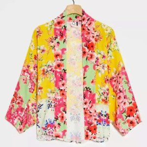 25.) Anthropologie Akemi + Kin Floral Bright Kimono Top- OSFA